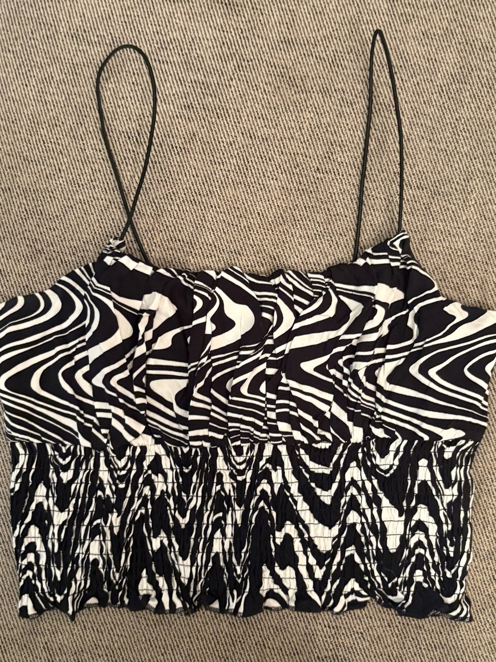 PacSun Black and White Zebra-Print Smocked Cami